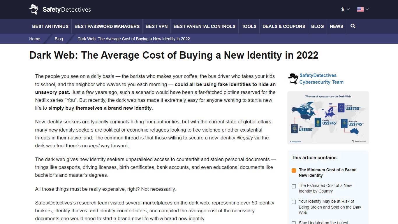 Dark Web: The Average Cost of Buying a New Identity in 2022